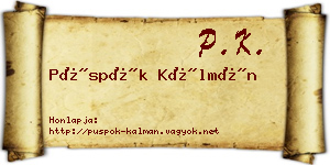 Püspök Kálmán névjegykártya